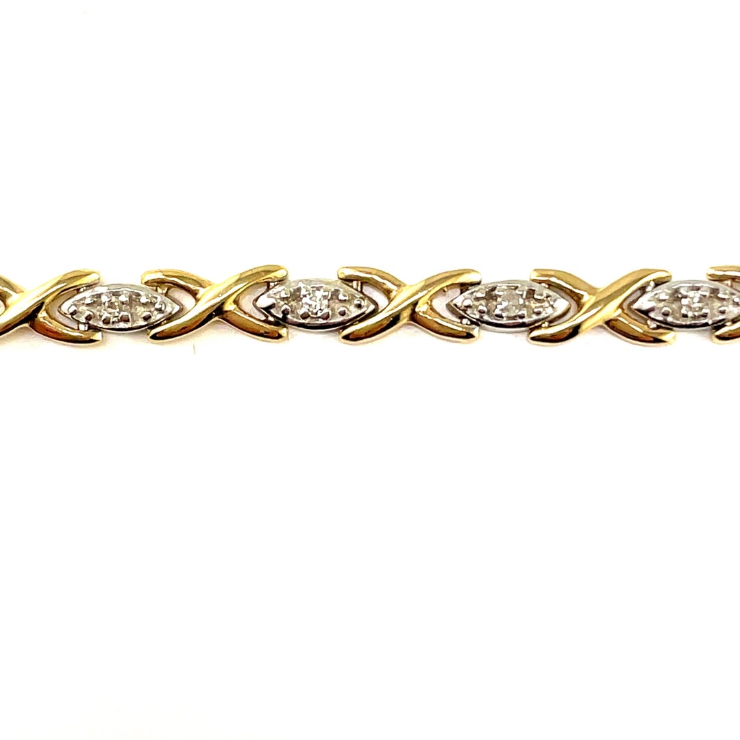 10K Diamond Yellow and White Gold XO Bracelet Hugs and Etsy Canada