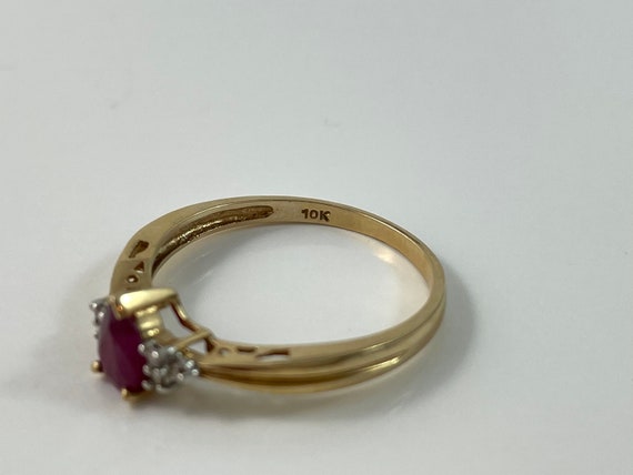 10K Yellow Gold Pear Shaped Ruby and Natural Diam… - image 7