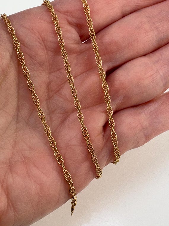 10K Solid Gold Rope Style Chain Link Necklace, 18 Inches