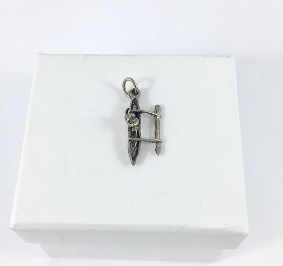 CANOE charm, Vintage Sterling Silver Outrigger Ca… - image 3