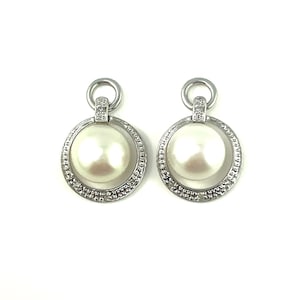 14K pearl, diamond and white gold earring jackets or attachments