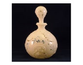 Antique Opal Milk Glass Vanity Decanter. Victorian Gillinder Opaline Dresser, Perfume, Cologne, or Barber Bottle with Original Stopper. qaja