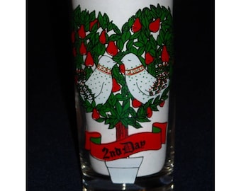 Christmas Vintage Tumbler Glass. The Second Day of Christmas, My True Love Sent to Me Two Turtle Doves and a Partridge. Unique Gift. pdma