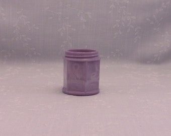Antique Rare Light Purple Milk Glass Jar. Lavender Old Victorian Cosmetic Cream Bottle w 6 Panels & Slight Marbling Slag. Cool Gift. Sgjar3