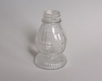 Vintage Glass Candy Container Bottle. 1940s & 1950s Stough Toy Ribbed Base Railroad Lantern, Marked, w No Screw Cap. Unique Gift. Vinc ea394