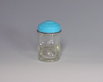 1980s Figural Glass Candy Container w Blue Domed Tin Cap. Vintage Japan Leadworks Toy Laced Boot w Lightly Stippled Sole. Unique Gift. Vk8b