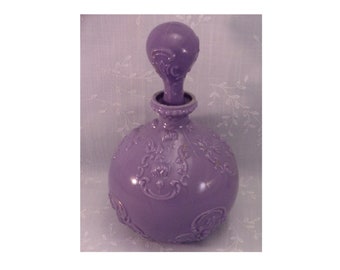 Purple Milk Glass Antique Decanter w Original Stopper. Rare Victorian Gillinder Lavender Dresser or Barber Bottle. Unique Vintage Gift. Qkra