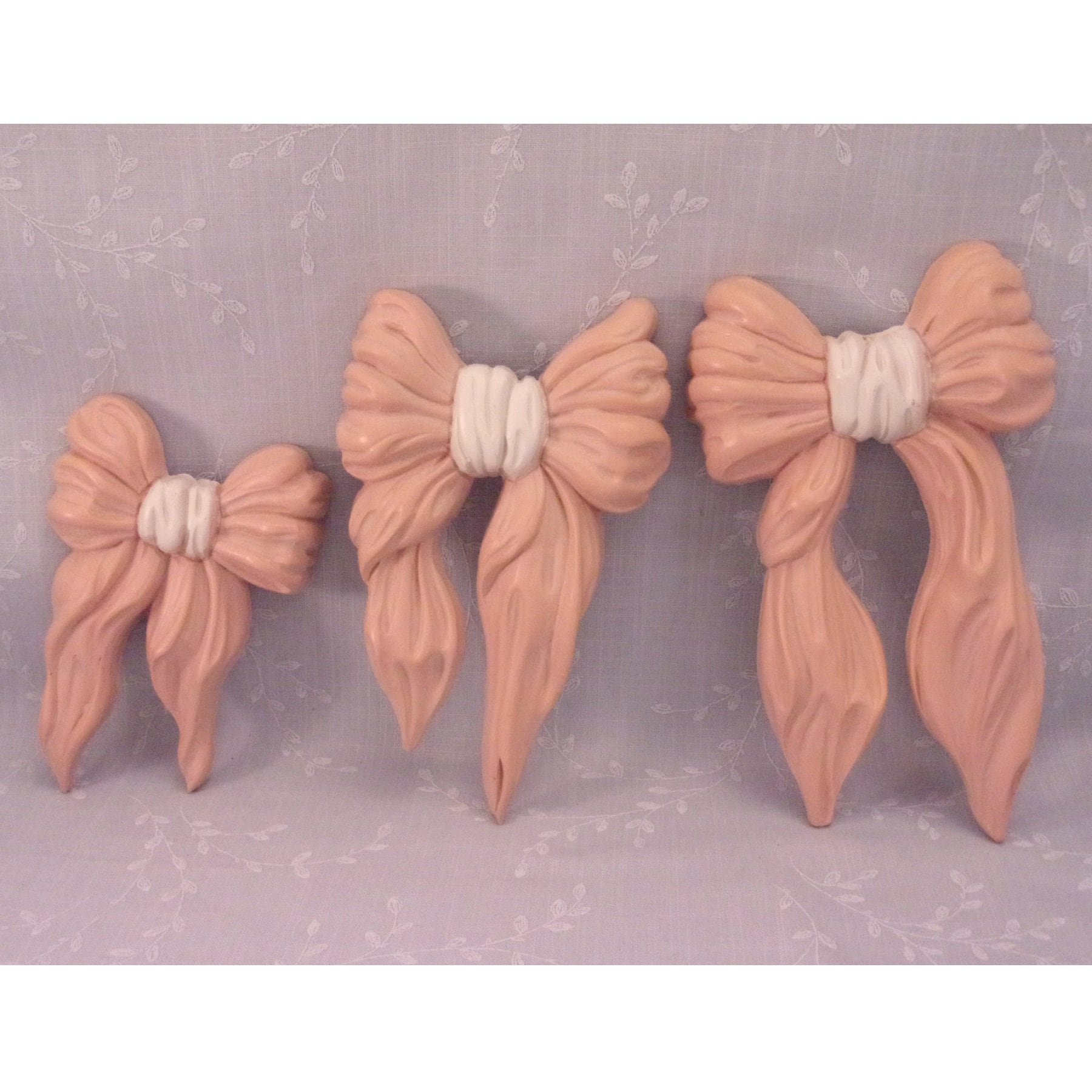 3 Vintage 1991 Homco Wall Hanging Plaques 7601. Ribbon Bow ...