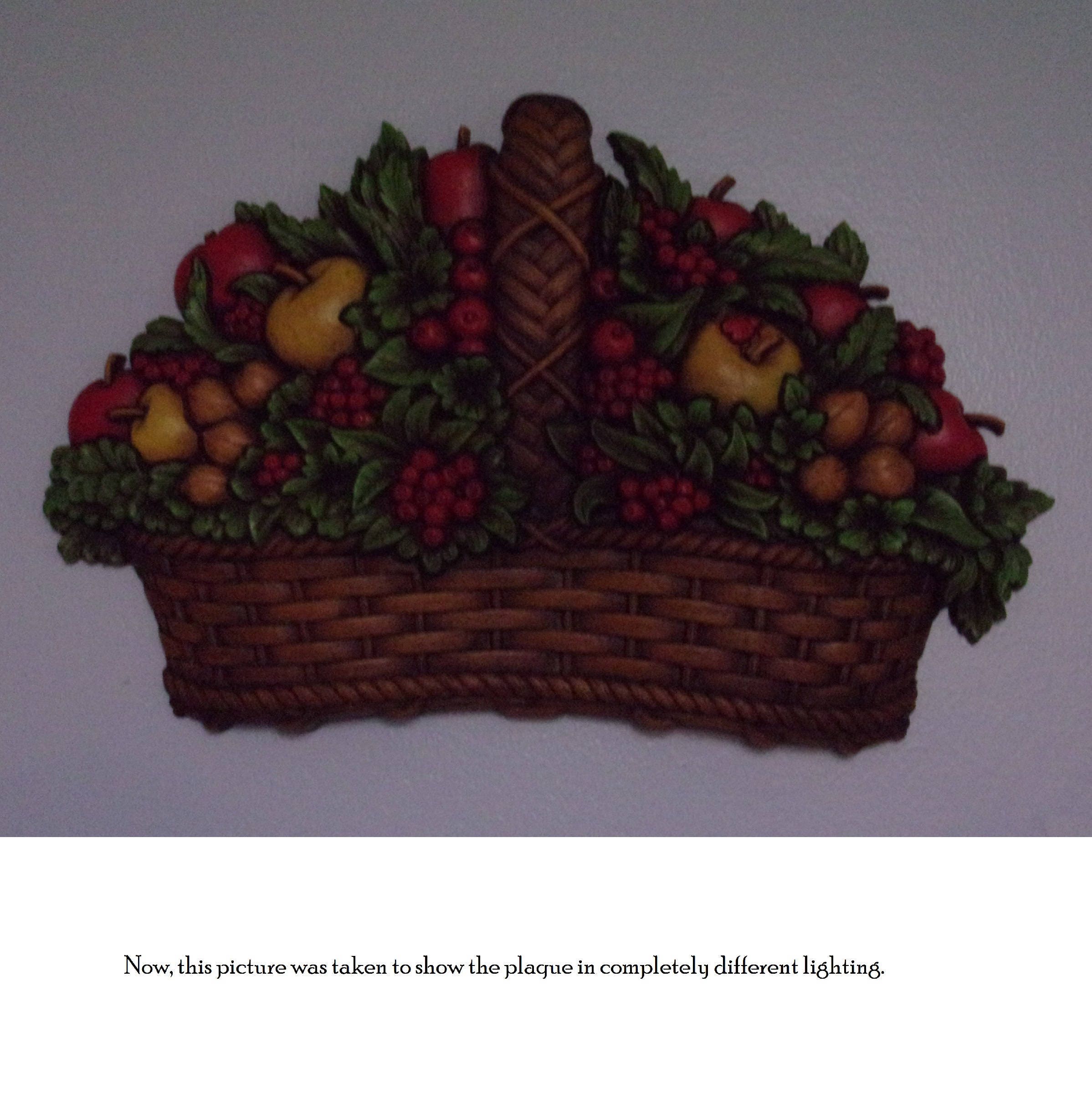 Vintage Homco 1978 Fruit Basket Wall Décor Plaque 7533 B w Apples