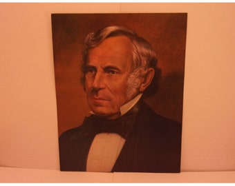 Vintage Portraits of the Presidents. 12th President Zachary Taylor 1970s Color Poster & Educational Text by Illustrator Sam J Patrick. 12bsd
