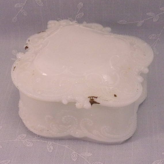 Opaline Milk Glass. Small Antique Vanity or Dress… - image 1