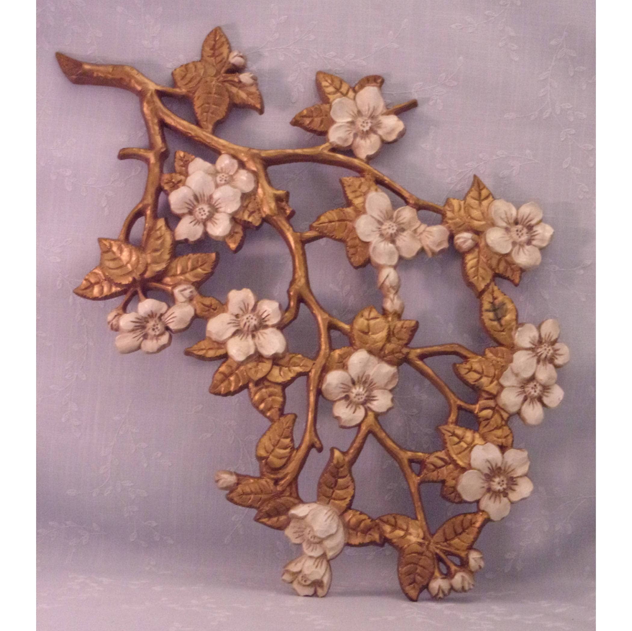 Vintage Burwood Wall Décor Set 4280 & 4281 with Dogwood Blossoms. raca