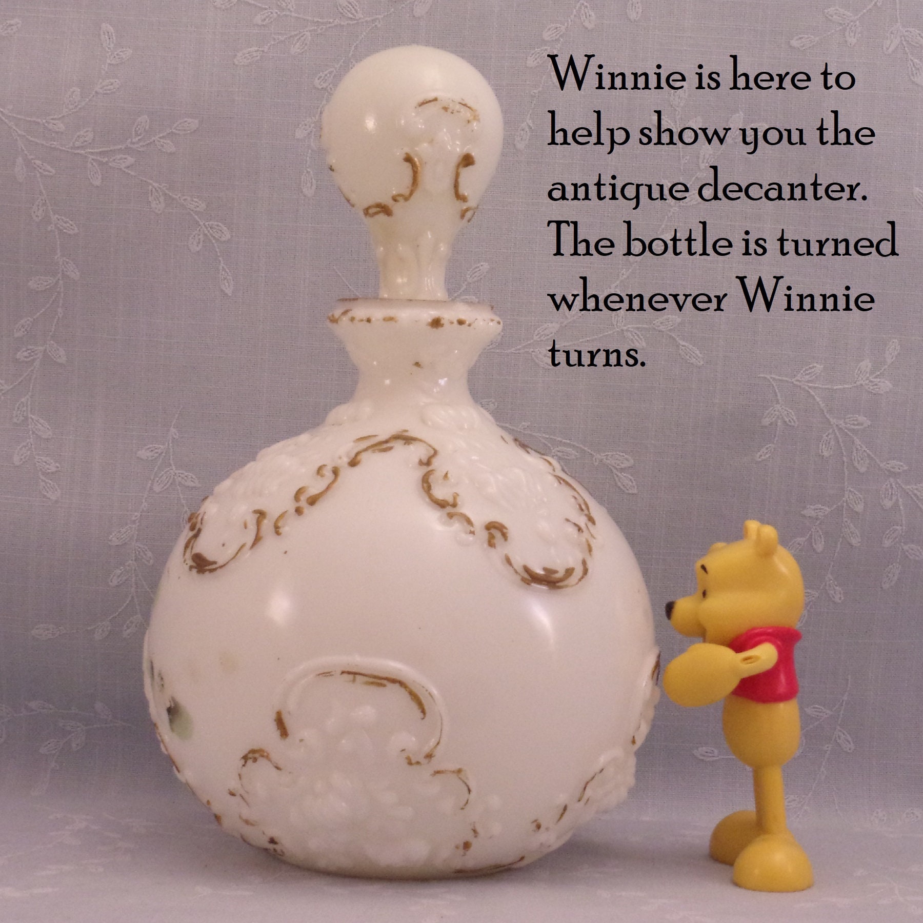 Opal Milk Glass Antique Boudoir Decanter. Gillinder Opaline Vanity, Barber, Bureau, Scent