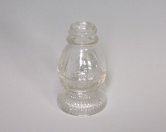 Vintage Glass Candy Container Bottle. 1957 Stough Toy Ribbed Base # 12 Railroad Lantern, Marked on Bottom, w no Screw Cap. Gift. Vina ea394