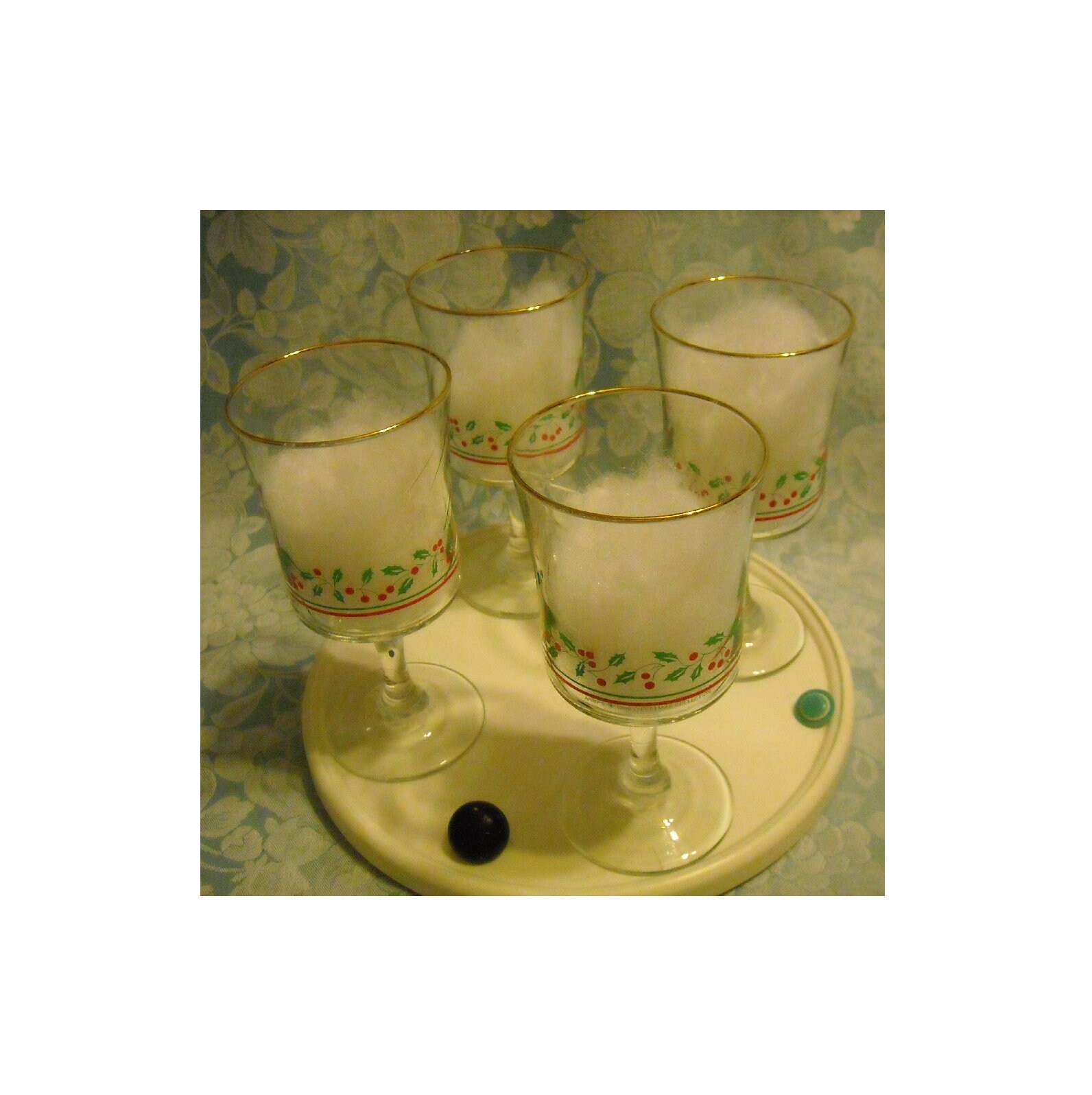 4 Vintage Optic Swirl Goblets. Arby’s 1986 Christmas Collection Promo Glass Stemware by Libbey w