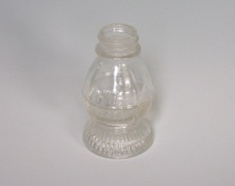 1957 Clear Glass Candy Container Bottle. Vintage Stough Toy Ribbed Base # 12 Railroad Lantern, Marked, w no Screw Cap. Cool Gift. Vinb ea394