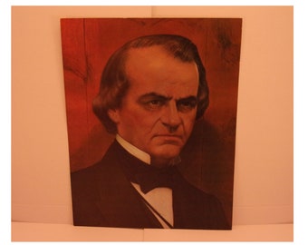 1970s Portraits of the Presidents. 17th President Andrew Johnson Vintage Color Poster and Educational Text. Cool Gift for Friend. 17bsd