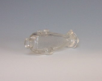 1957 Figural Glass Candy Container Airplane. Vintage Toy Stough # 49 Jet Plane w Stippled Fuselage; But No Wings, Cork, or Whistle. Vjma ea1