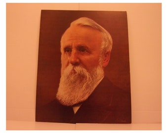 Vintage Portraits of the Presidents. 19th President Rutherford B Hayes 1970s Color Poster & Factual Text by Illustrator Sam J Patrick. 19sd