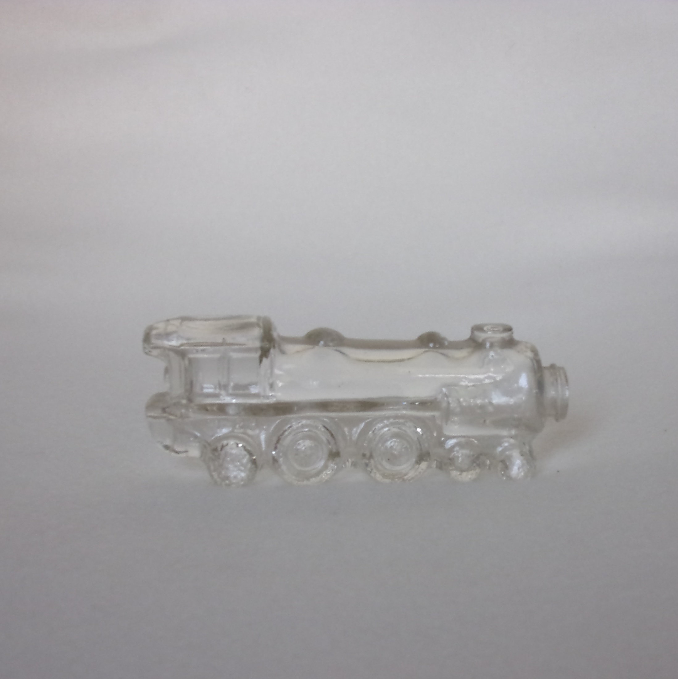 Figural Blown Clear Glass Candy Container. Vintage Stough’s Narrow Cab