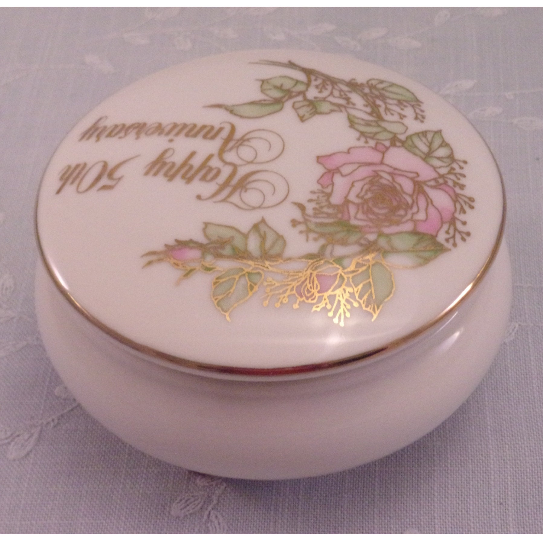 50th Wedding Anniversary Small Footed Vintage Trinket Box to ...