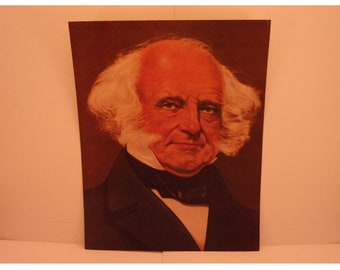 1970s Portraits of the Presidents. 8th Pres Martin Van Buren Vintage Color Poster and Factual Text by Illustrator Sam J Patrick. Gift. 8bse