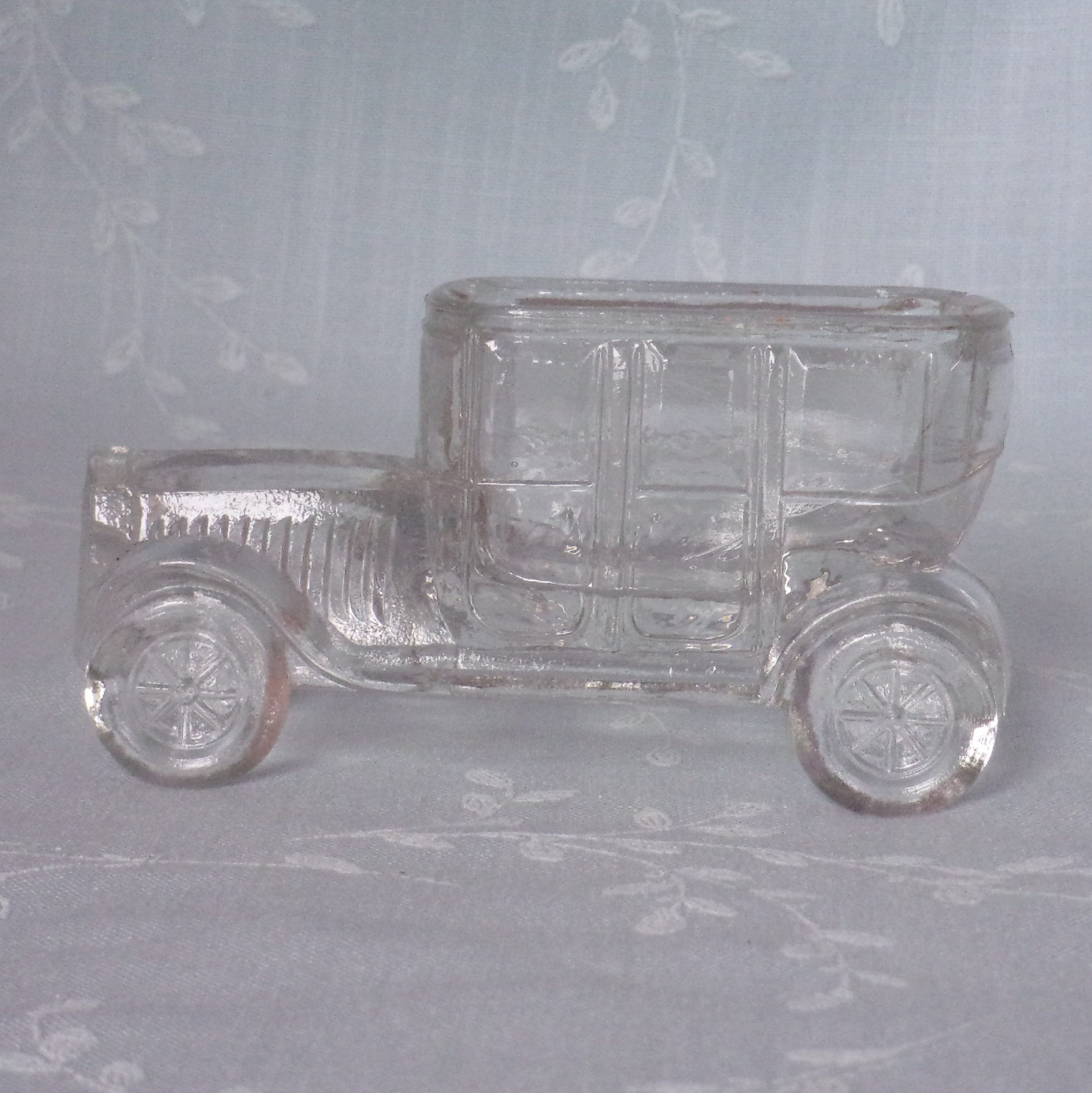 Vintage Figural Clear Pressed Glass Candy Container. 1920s & 1930s Toy