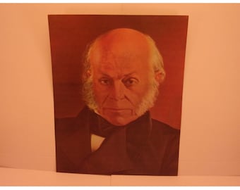 1970s Portraits of the Presidents. 6th President John Quincy Adams Vintage Color Poster & Educational Text. Cool Gift for Vintage Lover. 6se