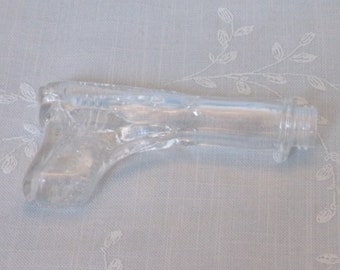 1960s Clear Molded Glass Candy Container. Vintage Three Dot Toy Gun. Top Chamber Projection Marked T H Stough Co & Jeannette PA. Ucgd ea250