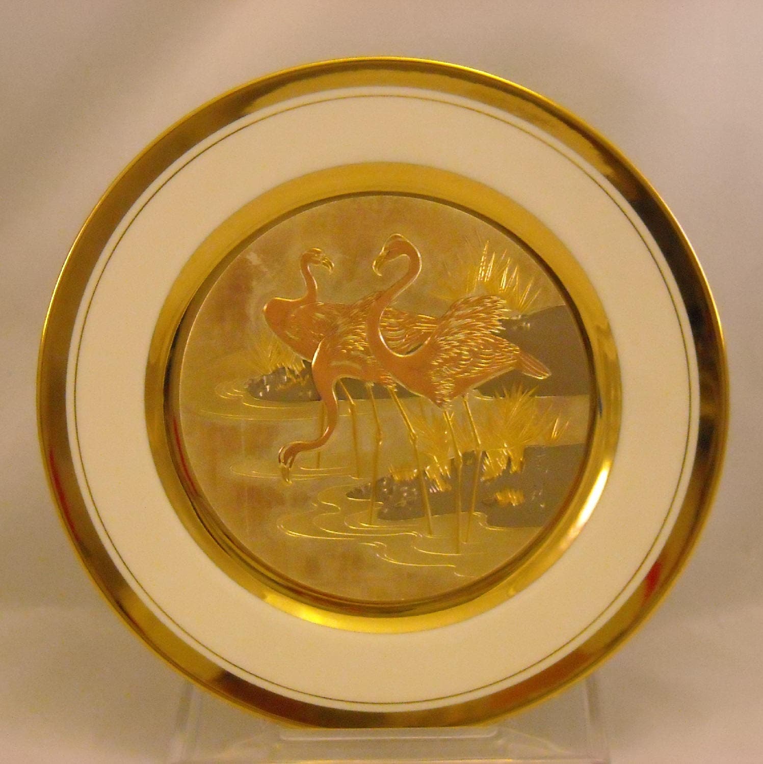 The Art of Chokin Plate. Vintage 9 Inch Japanese Metallic Art Dish w