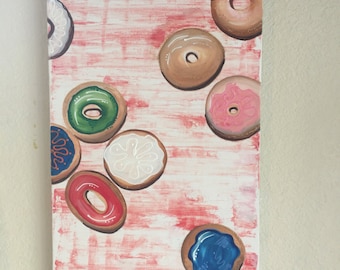 Doughnuts  - Original  - Wrapped canvas - Mixed Media 12x24