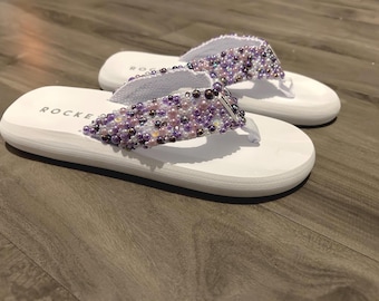 Custom Colored Flip Flop Bedazzled | Wedding or Honeymoon | Sports Team | Cheer Squad | Softball | Volleyball
