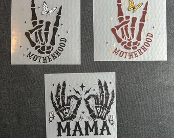 3”x 3” Punk Rocker Mom Life Iron On HTV decals | Multipack | Vibrant colors