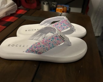 Custom color Flip Flop Bedazzled | Wedding or Special Occasion Shoes | Sports Team | Cheer Squad