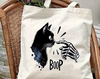 7” x 4.5” Boop Cats and Skull hand | Iron On HTV decal | DIY | Halloween | Funny