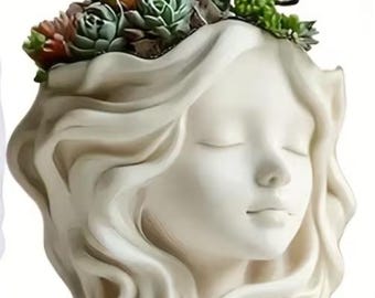 Girl Head Succulent Pot, Pen Holder, Candle Holder, Custom Color
