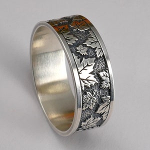 Ahornblatt Silber Ring, Sterling Blätterband