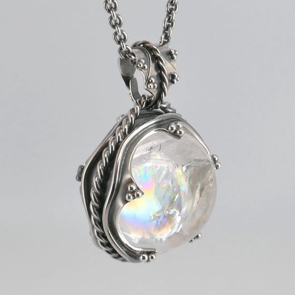 Colgante de bola de cristal, collar de plata de ley con diversas piedras preciosas o minerales