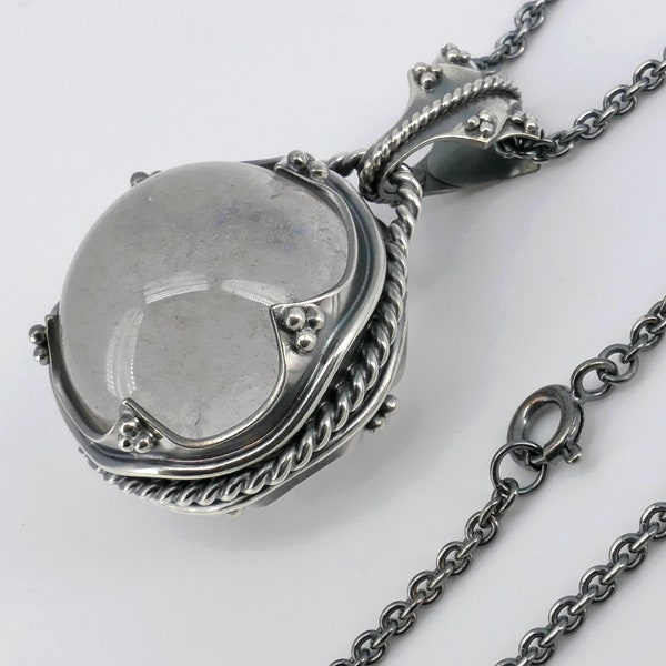 Crystal Ball Pendant, Sterling Silver Quartz Sphere Necklace