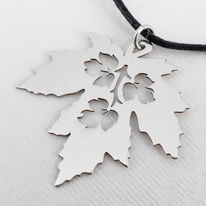 Silber Ahornblatt Anhänger, Handgemachter Sterling Silber Charm