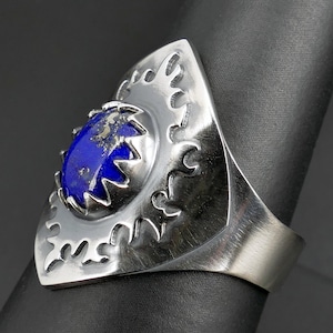 Lapis Lazuli Ring, Sterling Silver Blue Gemstone Ring