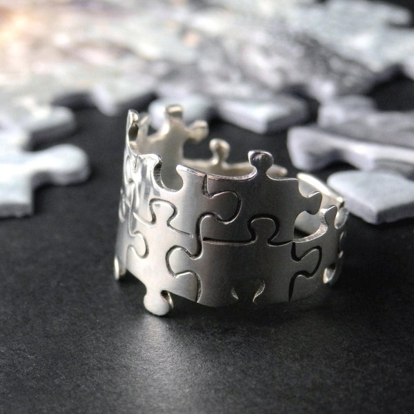 Puzzle Ring - Handcrafted Sterling Silver Ring