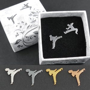 Martial Arts - 925 Silver Stud Earrings, with Optional Gold Plated Finish