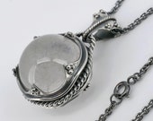 ネックレス・ペンダント VINTAGE HOLLYWOOD Crystal n Ball Necklace 4BFK498 Crystal Ball Pendant, Sterling Silver Necklace With Various
