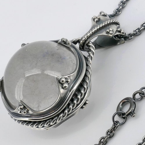 Crystal Ball Pendant Sterling Silver Quartz Sphere Necklace Etsy