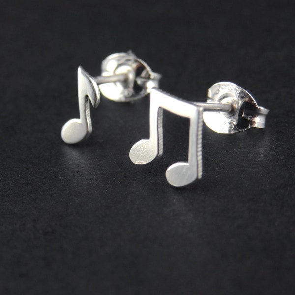 Silver Note Stud Earrings, Music studs