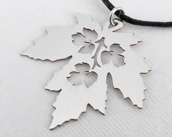 Silver Maple Leaf Pendant, Handmade Sterling Silver Charm