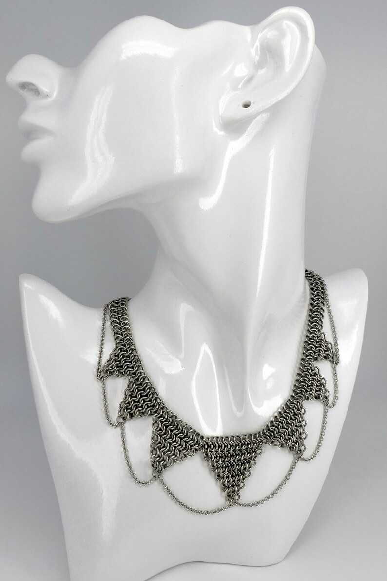 7-Tipped Surgical Steel Chainmail Necklace with chains image 7