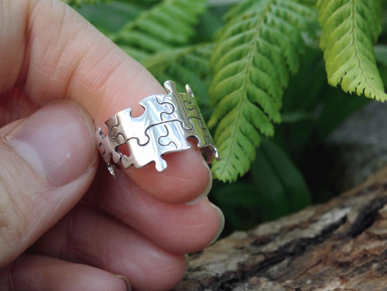 Puzzle Ring Handcrafted Sterling Silver Ring Etsy
