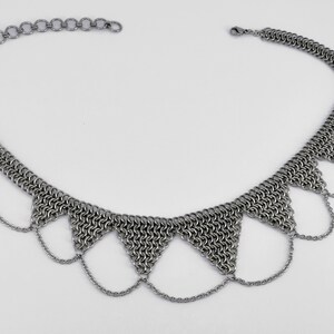 7-Tipped Surgical Steel Chainmail Necklace with chains image 8